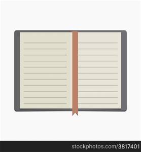 vector blank lined notebook with red ribbon