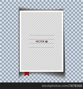 Vector blank notebook with red bookmark isolated on clean transparent background.