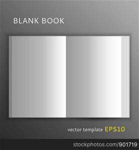 Vector blank open book isolated on gray background