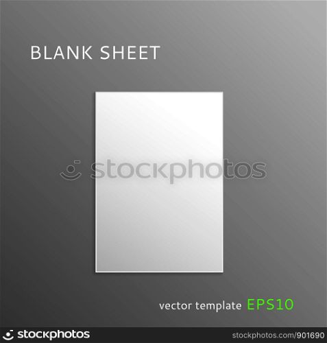 Vector blank paper sheet isolated on gray background
