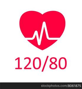 Vector blood pressure icon on white background. Heart, blood pressure measuring