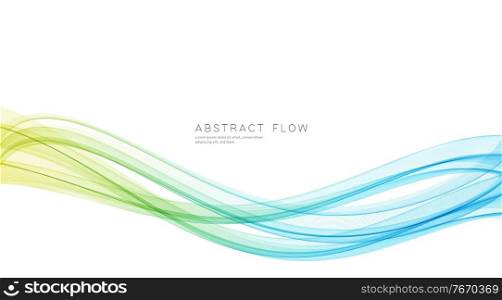 Vector blue and green color abstract wave design element. Abstract background, blue color flow waved lines for brochure, website, flyer design. Transparent smooth wave.. Vector blue color abstract wave design element