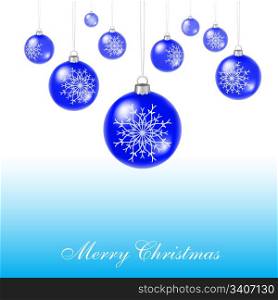 Vector blue christmas balls hang one after another