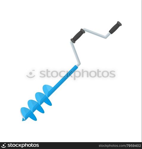 vector blue color flat design hand fishing drill isolated illustration white background&#xA;