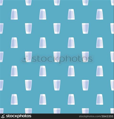 vector blue colored flat style vodka shot glass seamless pattern on cyan background&#xA;