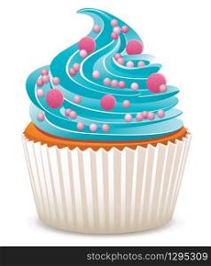 vector blue cupcake with sprinkles