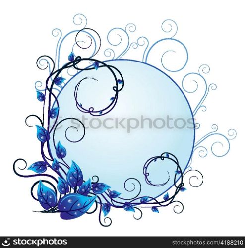 vector blue floral frame