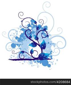 vector blue floral illustration