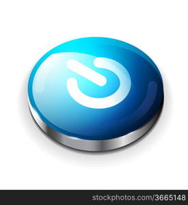 Vector blue glossy power button icon