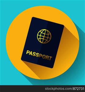 Vector blue international passport with globe. Flat Design. Vector blue international passport with globe.