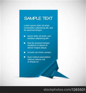 Vector Blue Paper card (template) with origami corner