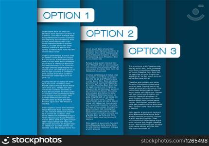 Vector blue Paper options background / product choice or versions