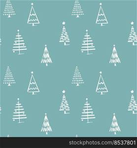 Vector blue seamless pattern Christmas trees