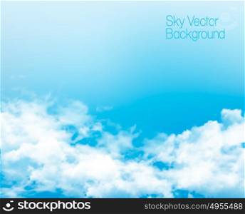 Vector blue sky panorama with transparent clouds.