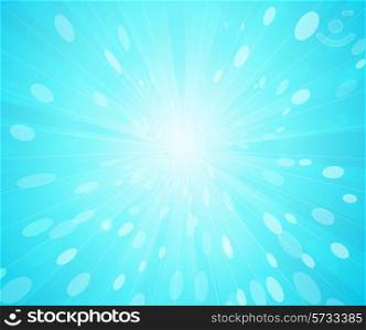 Vector blue sunny rays background. Fresh sunbeam