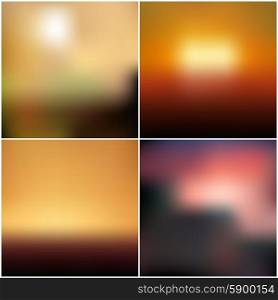 Vector blurred backgrounds set with sea landscape.. Vector blurred backgrounds set with sea landscape
