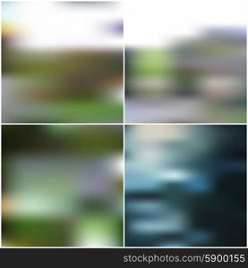 Vector blurred natural backgrounds set, vector illustration.