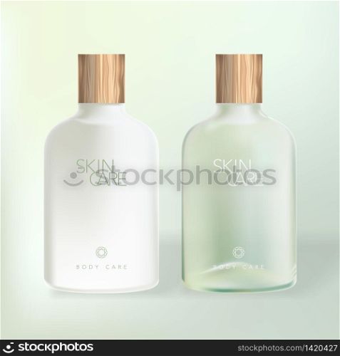 Vector Body or Hair Care / Wash Bottle with Wooden Cap
