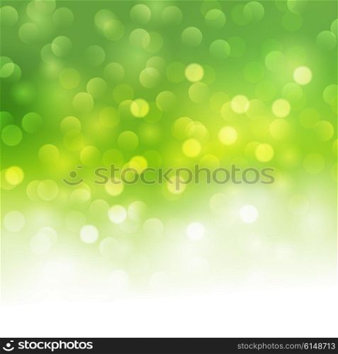 Vector bokeh light background. Vector green bokeh light background. Summer green light banner
