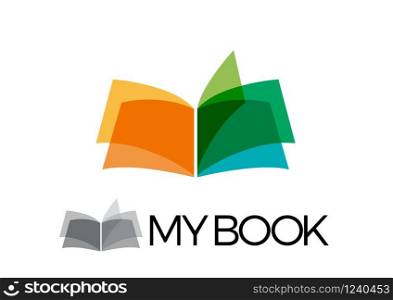Vector book and writer. Simple abstract shapes