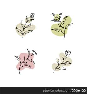 Vector botanical logo template in elegant hand draw and minimal style. Isolated object flower.For badges logotypes and branding