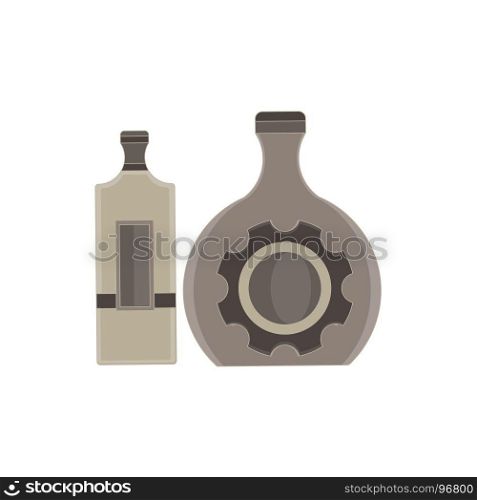 Vector bottle alcohol flat icon isolated. Wine, beer illustration. Alcoholic bar glass beverage drink collection