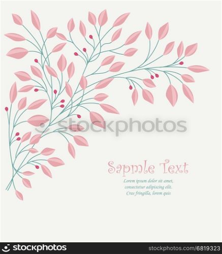 Vector branches of leaves. Vector illustration of romantic background with branches of leaves
