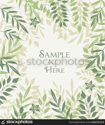 Vector branches of leaves. Vector illustration of romantic background with branches of leaves