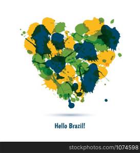 Vector Brazil background. Heart illustration by blots.. Vector Brazil background.