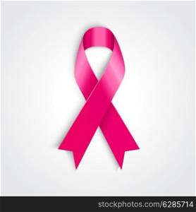 Vector Breast cancer awareness pink ribbon on white background.