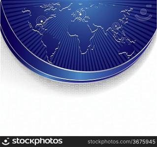 ""Vector bright banner with world map; clip-art""