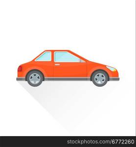 vector bright red color flat design coupe body type vehicle illustration isolated white background long shadow&#xA;