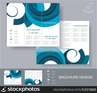 Vector brochure template design with blue elements.