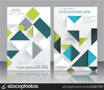 Vector brochure template design with cubes and arrows elements.