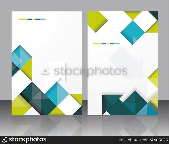 Vector brochure template design with cubes and arrows elements. EPS 10