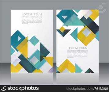 Vector brochure template design with geometric elements.
