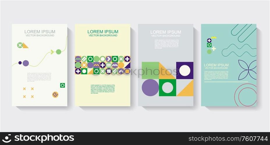 Vector brochure template design with geometric simple shapes.