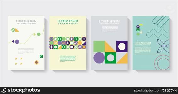Vector brochure template design with geometric simple shapes.