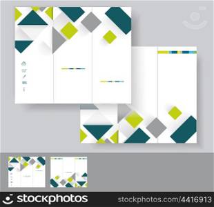Vector brochure template design with green and grey elements. EPS 10