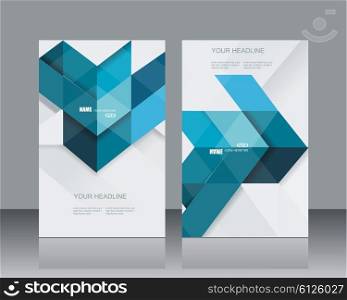 Vector brochure template design witn blue geometrical abstract lines structure. Vector illustration.