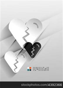 Vector broken heart paper 3d design