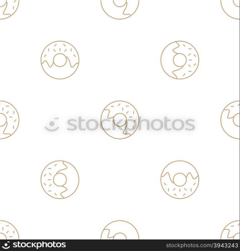 vector brown gold color outline donuts seamless pattern on lwhite background&#xA;
