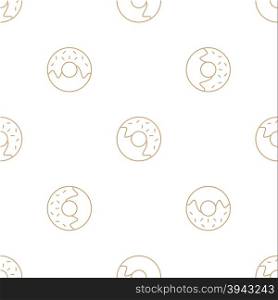 vector brown gold color outline donuts seamless pattern on lwhite background&#xA;
