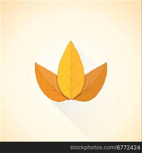 vector brown orange colored flat design textured dry tobacco leafs isolated illustration light background long shadows&#xA;