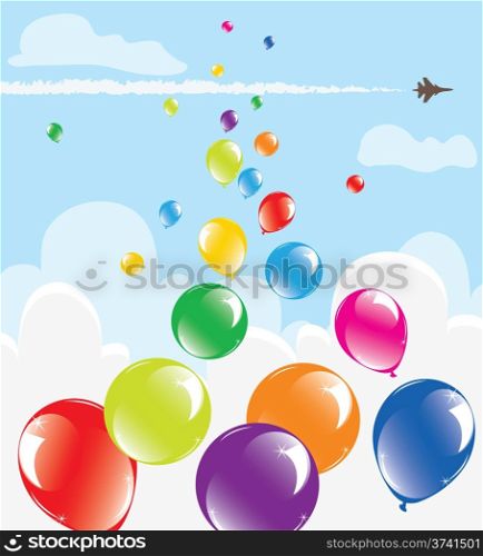 vector bunch of colorful balloons in the sky