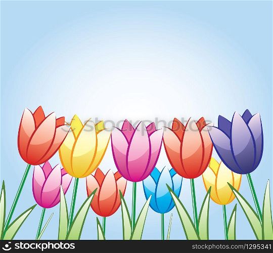 vector bunch of colorful tulips