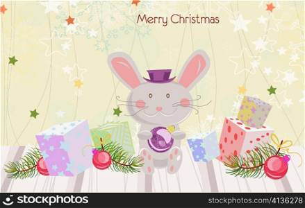vector bunny with presents