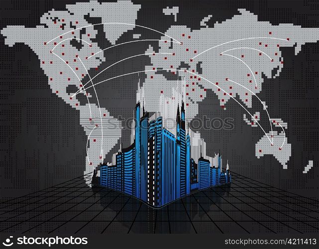 vector business background with world map