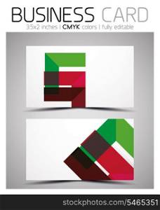 Vector business card design template - colorful geometric shapes. CMYK