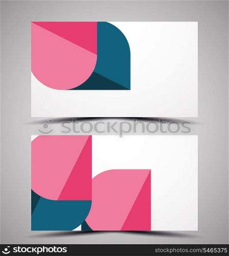Vector business card design template - colorful geometric shapes. CMYK